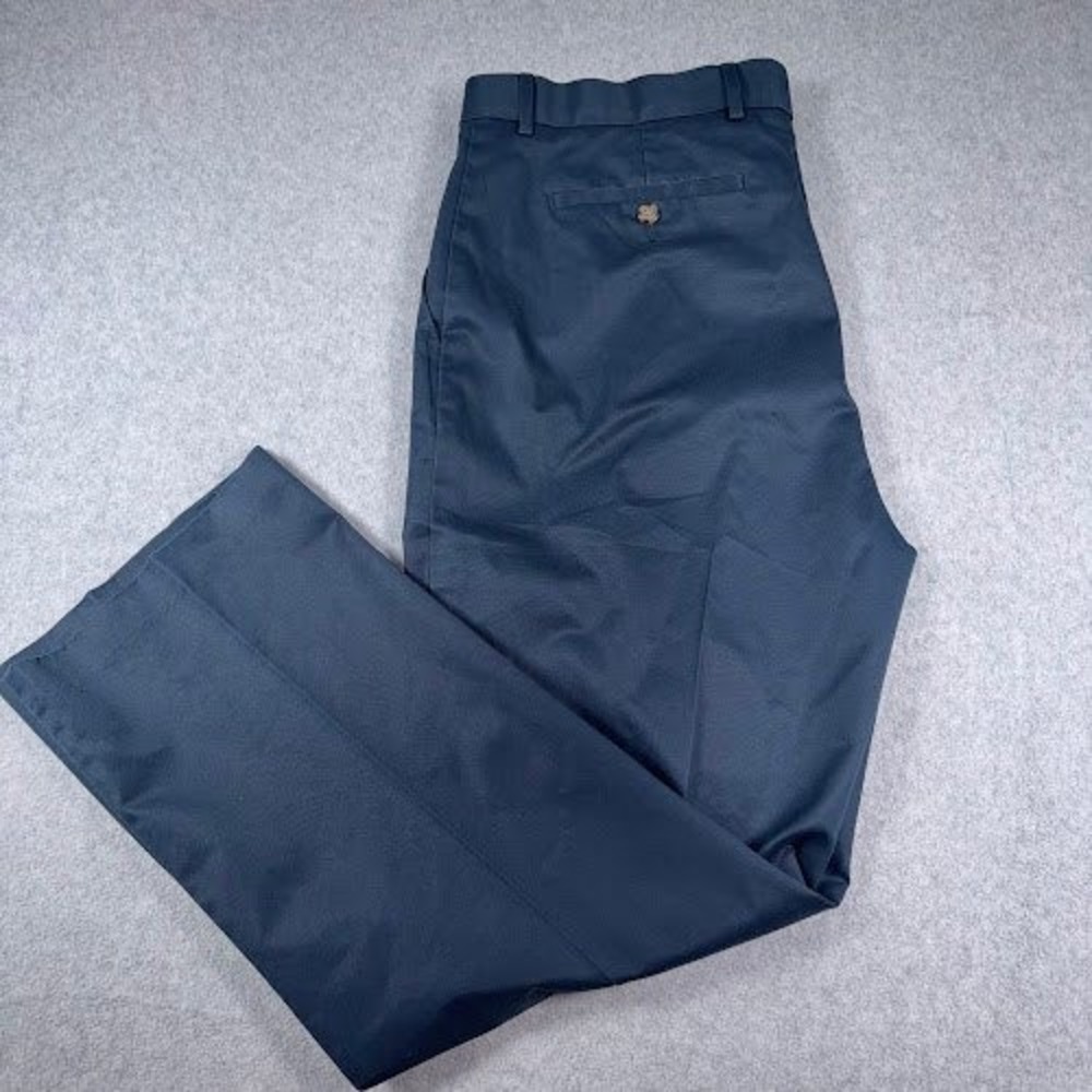 Gold Label Roundtree & Yorke Chino Pants Mens 39x27 Navy Blue‎ Solid Non-Iron
